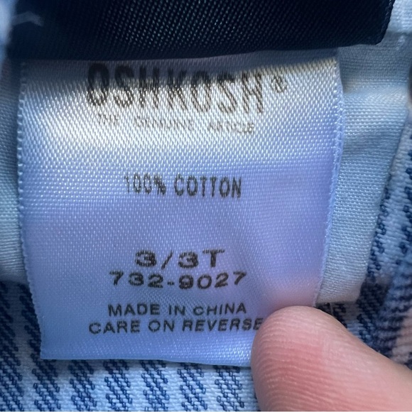 Oshkosh B’Gosh Vintage Baby Boy Blue and White Striped Shortalls Size 3t - Picture 5 of 7